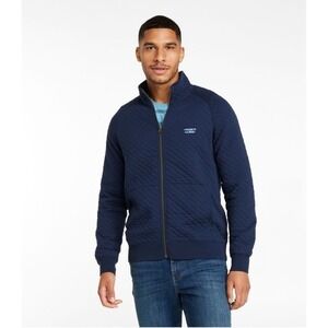L.L. Bean Mens Quilted Full Zip Sweatshirt Size L Navy 513035 Preppy Traditional